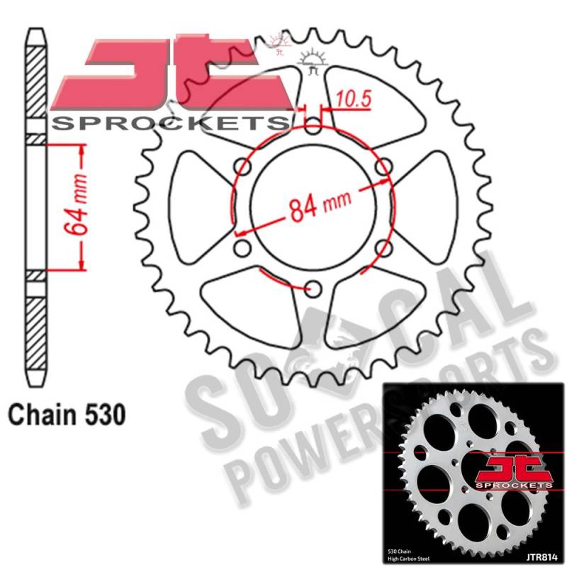 JT Sprockets JTR814.45 45T Steel Rear Sprocket JT Sprockets JTR814.45 45T Steel Rear Sprocket