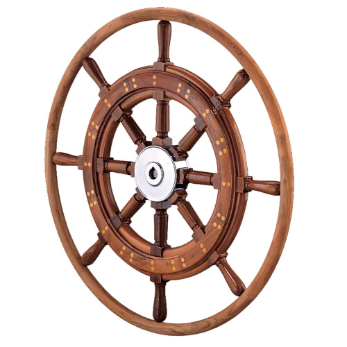 Edson Marine - Edson 30" Teak Yacht Wheel w/Teak Rim &amp; Chrome Hub