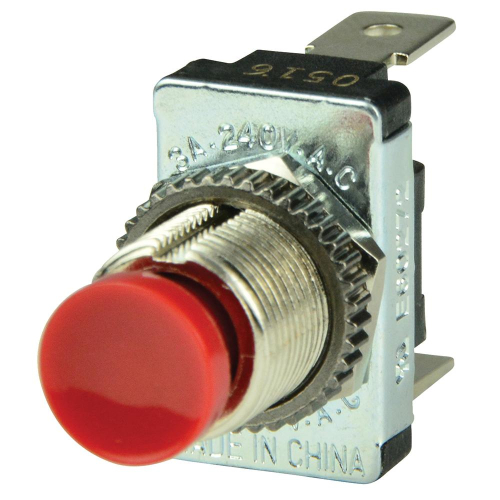 BEP Marine - BEP Red SPST Momentary Contact Switch - OFF/(ON)