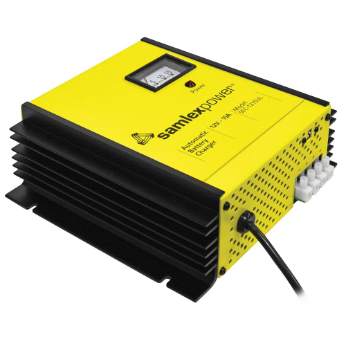 Samlex America - Samlex 15A Battery Charger - 12V - 3-Bank - 3-Stage w/Dip Switch &amp; Lugs