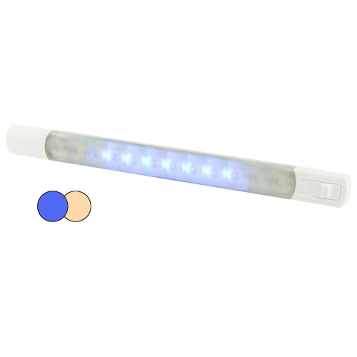 Hella Marine - Hella Marine Surface Strip Light w/Switch - Warm White/Blue LEDs - 12V