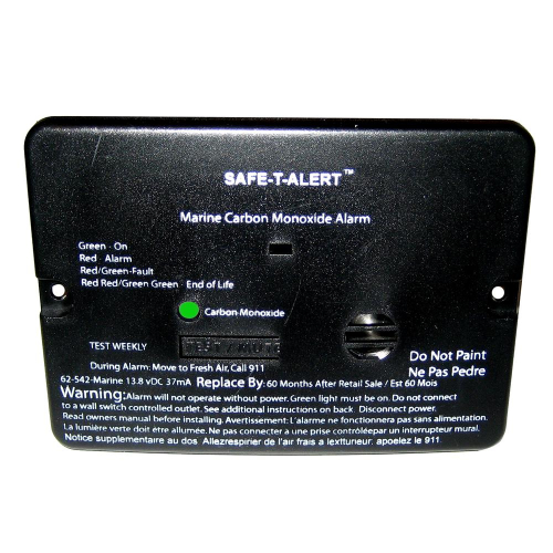 Safe-T-Alert - Safe-T-Alert 62 Series Carbon Monoxide Alarm - 12V - 62-542-Marine - Flush Mount - Black