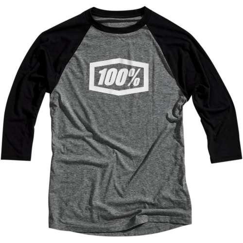 100% - 100% Sanction Essential 3/4 Sleeve Tech Shirt - 35009-057-10 Gray/Black Small