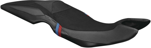 Luimoto - Luimoto Motorsports Edition Rider Seat Covers - Black Suede/Blue/Red/Black - 8241101