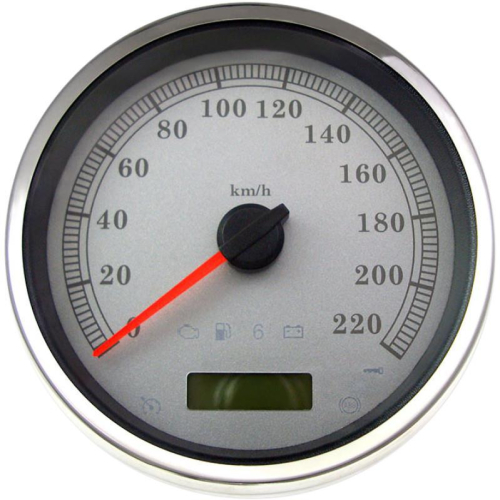 Drag Specialties - Drag Specialties 5in. Programmable Electronic Speedometer - 220 km/h - White Face - 2210-0465