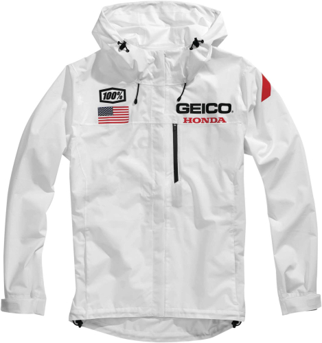 100% - 100% Geico Honda Kappa Hooded Team Jacket - 39909-000-14 White 2XL