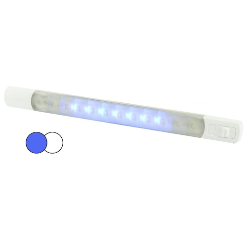 Hella Marine - Hella Marine Surface Strip Light w/Switch - White/Blue LEDs - 12V