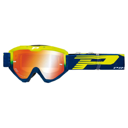 Pro Grip - Pro Grip 3450 Riot Goggles - PZ3450GFBLFL Fluorescent Yellow/Navy / Mirrored Lens OSFA