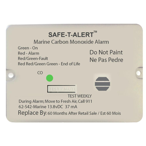 Safe-T-Alert - Safe-T-Alert 62 Series Carbon Monoxide Alarm - 12V - 62-542-Marine - Flush Mount - White