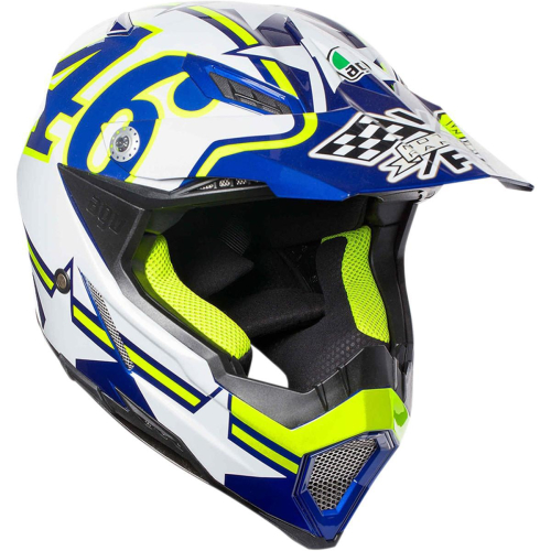 AGV - AGV AX-8 Evo Rossi Ranch Helmet - 217511O0C000305 White/Blue/Lime Small