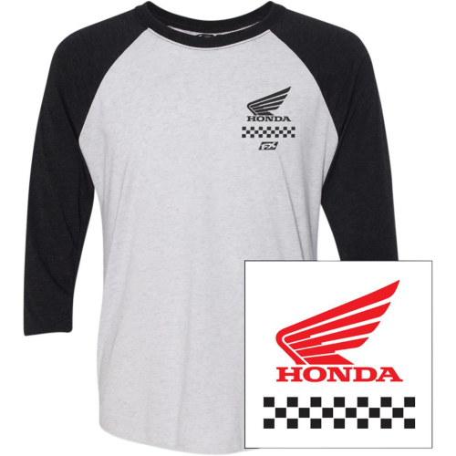 Factory Effex - Factory Effex Honda Wing Baseball T-Shirt - 23-87324 White/Black Large
