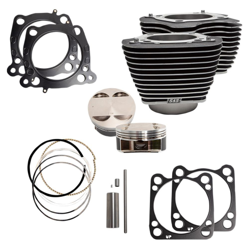S&S Cycle - S&S Cycle M8 128in. Big Bore Kit - 4.250 Bore, 4.5 Stroke, Highlighted Fins - Black - 910-0684
