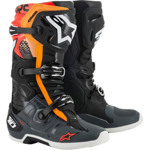 Alpinestars - Alpinestars Tech 10 Non-Vented Boots - 2010019-1143-8 Black/Gray/Orange Size 8