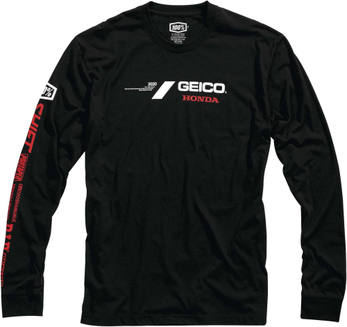 100% - 100% Geico Honda Raceday Long Sleeve Tee - 33006-001-14 Black 2XL
