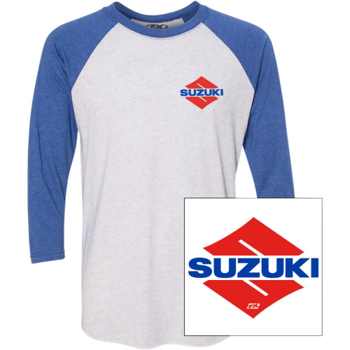 Factory Effex - Factory Effex Suzuki Wedge Baseball T-Shirt - 23-87424 White/Royal Large