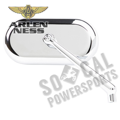 Arlen Ness - Arlen Ness Forged Oval Short Stem Billet Mirror - Right - Chrome - 13-173