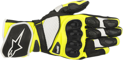 Alpinestars - Alpinestars SP-1 V2 Leather Gloves-3558119-125-M Black/White/Fluo Yellow Medium