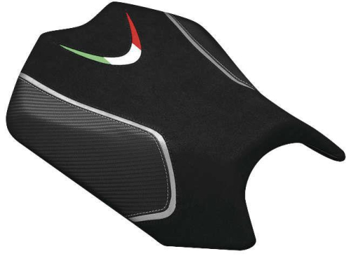 Luimoto - Luimoto Team Italia Rider Seat Covers - Black Suede/Silver/CF Black/Italian Flag - 9031103