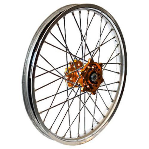 Dubya - Dubya MX Rear Wheel with Excel Takasago Rim - 2.15x19 - Orange Hub/Silver Rim - 56-3063OS