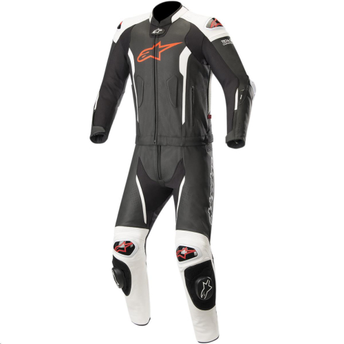 Alpinestars - Alpinestars Missile Two-Piece Leather Suit - 3160119-1231-60 Black/Red/White Fluorescent Size 50
