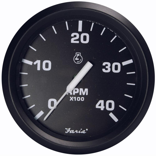Faria Beede Instruments - Faria Euro Black 4" Tachometer - 4000 RPM (Diesel - Magnetic Pick-Up)