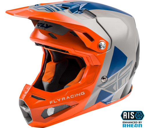 Fly Racing - Fly Racing Formula Origin Helmet - 73-4408-6 Gray/Orange/Blue Medium