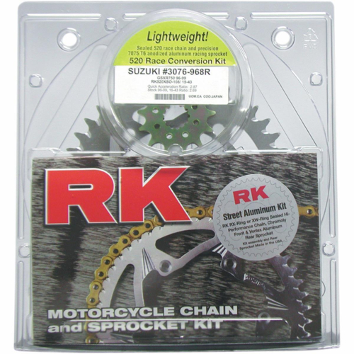 RK - RK 520 Aluminum Quick Acceleration Chain/Sprocket Kit - Gold - 5031-158DG