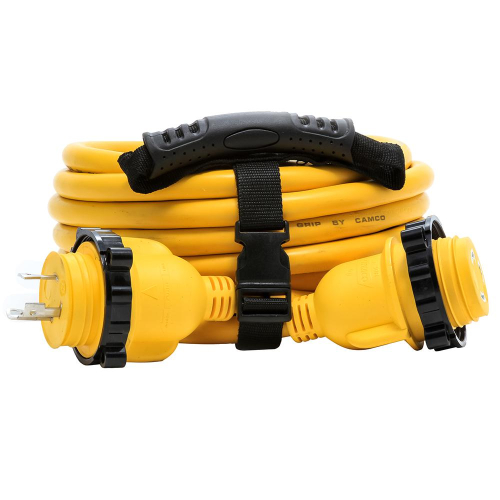 Camco - Camco 30 Amp Power Grip Marine Extension Cord - 25&#39; M-Locking/F-Locking Adapter