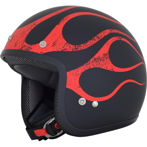 AFX - AFX FX-75 Flame Helmet - 0104-2300 - Matte Black/Red Flame X-Small