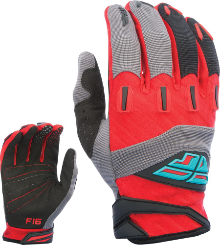 Fly Racing - Fly Racing F-16 Youth Gloves (2017) - 370-91206 - Red/Black/Gray 6