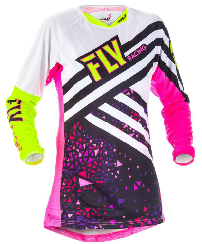 Fly Racing - Fly Racing Kinetic Girls Youth Jersey - 371-629YM - Neon Pink/Hi-Vis Medium