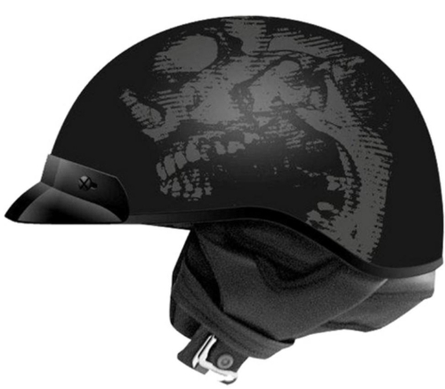Zoan - Zoan Route 66 Skull Graphics Helmet - 031-232 - Black/Silver 2XS