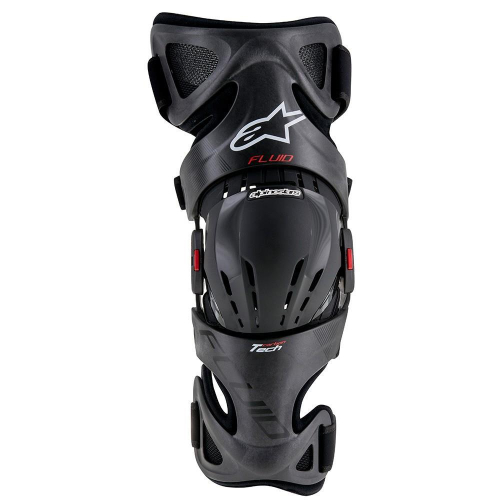Alpinestars - Alpinestars Fluid Tech Carbon Knee Brace Set - 6500717-1430-S-L - Anthracite/Red/White Sm-Lg