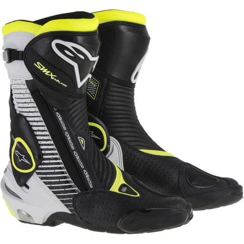 Alpinestars - Alpinestars SMX Plus Non-Vented Boots - 222101512642 - Vented Black/White/Yellow Fluorescent 8