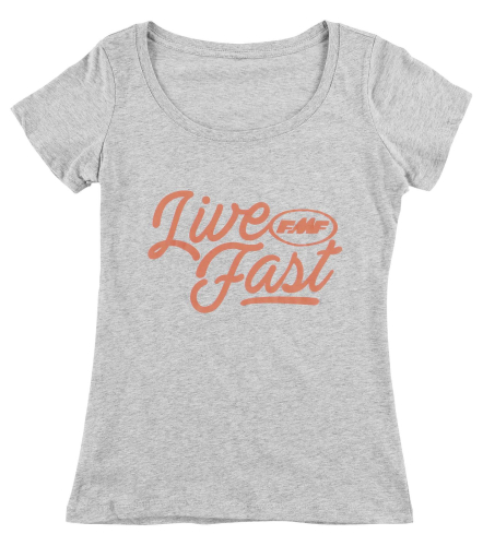FMF Racing - FMF Racing Live Fast Womens Scoop T-Shirt - HO7418902-HGR-WSM - Gray Small