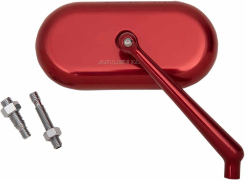 Arlen Ness - Arlen Ness Forged Oval Short Stem Billet Mirror - Right - Red Anodized - 13-179