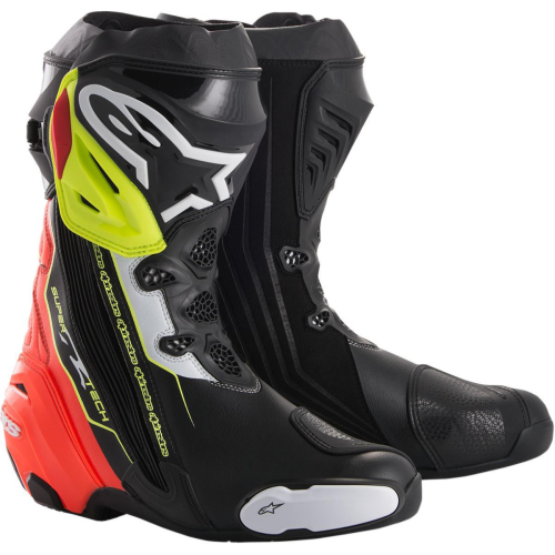 Alpinestars - Alpinestars Supertech R Non-Vented Boots - 2220015-136-39 Black/Red/Yellow Fluo Size 6