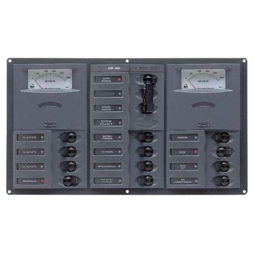 BEP Marine - BEP AC Circuit Breaker Panel w/Analog Meters, 2SP 1DP AC120V