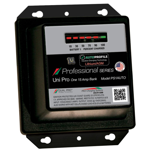 Dual Pro - Dual Pro PS1 Auto 15A - 1-Bank Lithium/AGM Battery Charger