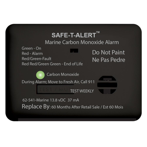 Safe-T-Alert - Safe-T-Alert 62 Series Carbon Monoxide Alarm w/Relay - 12V - 62-541-R-Marine - Surface Mount - Black