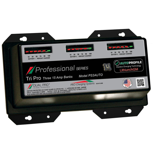 Dual Pro - Dual Pro PS3 Auto 15A - 3-Bank Lithium/AGM Battery Charger