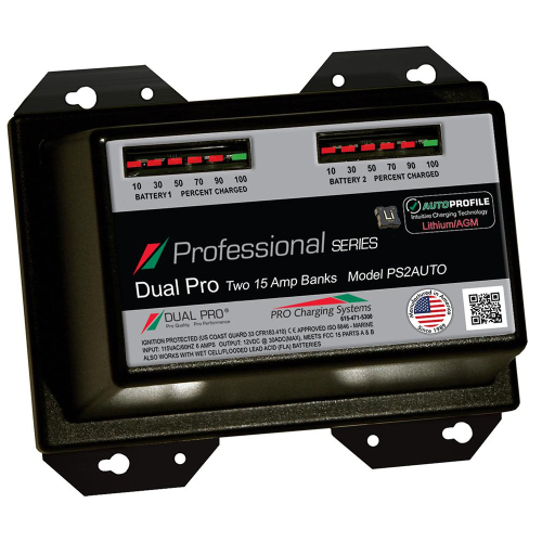 Dual Pro - Dual Pro PS2 Auto 15A - 2-Bank Lithium/AGM Battery Charger