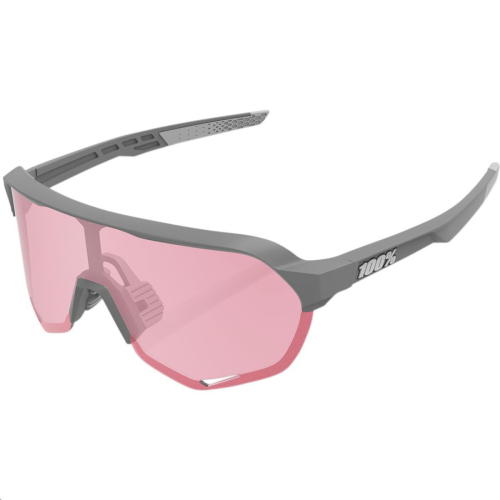 100% S2 Sport Performance Cycling Sunglasses (Soft Tact Stone Grey - HiPER Coral Lens)