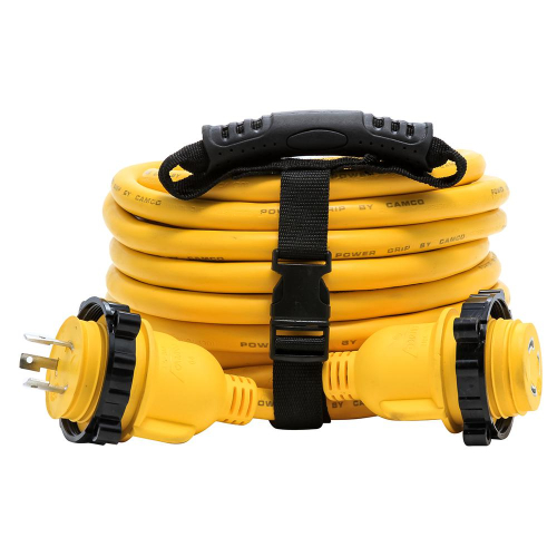 Camco - Camco 30 Amp Power Grip Marine Extension Cord - 35&#39; M-Locking/F-Locking Adapter