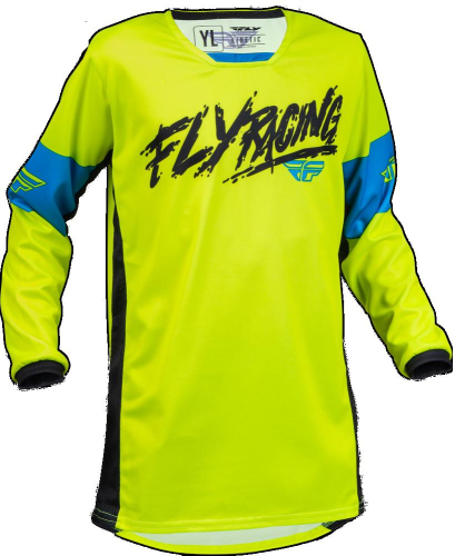 Fly Racing - Fly Racing Kinetic Khaos Youth Jersey - 376-422YS - Hi-Vis/Black/Cyan - Small