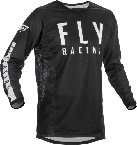 Fly Racing 2022 Kinetic Mesh Jersey (Black/White, Large)