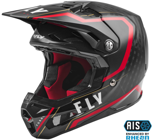 Fly Racing - Fly Racing Formula Carbon Axon Helmet - 73-4422S - Black/Red/Khaki - Small