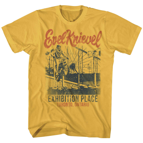 Evel Knievel - Evel Knievel Evel Exhibition T-Shirt - EK5126XL - Gold - X-Large