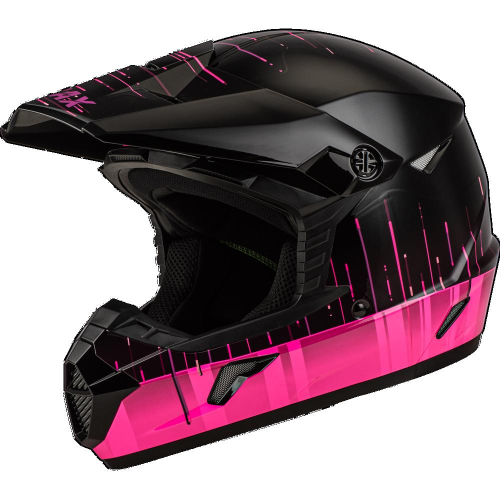 Gmax D3465172 Youth Mx-46Y Frequency Offroad Helmet Black/Pink Yl