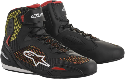 Alpinestars - Alpinestars Faster-3 Rideknit Riding Shoes - 251031915309.5 - Black/Yellow/Red - 9.5